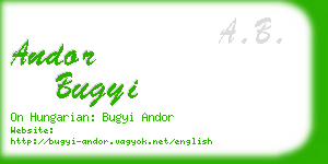 andor bugyi business card